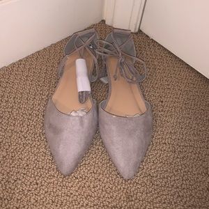 Grey suede flats